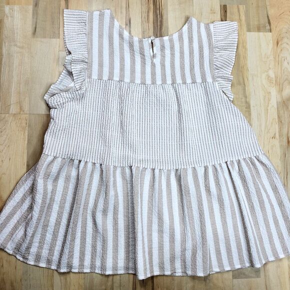 Blu Pepper Striped Ruffle Blouse - Picture 2 of 10